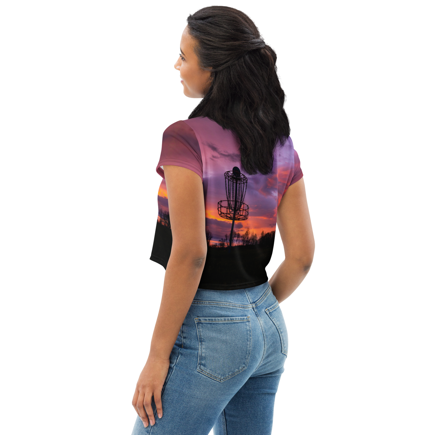 Disc Golf Sunrise Crop Tee