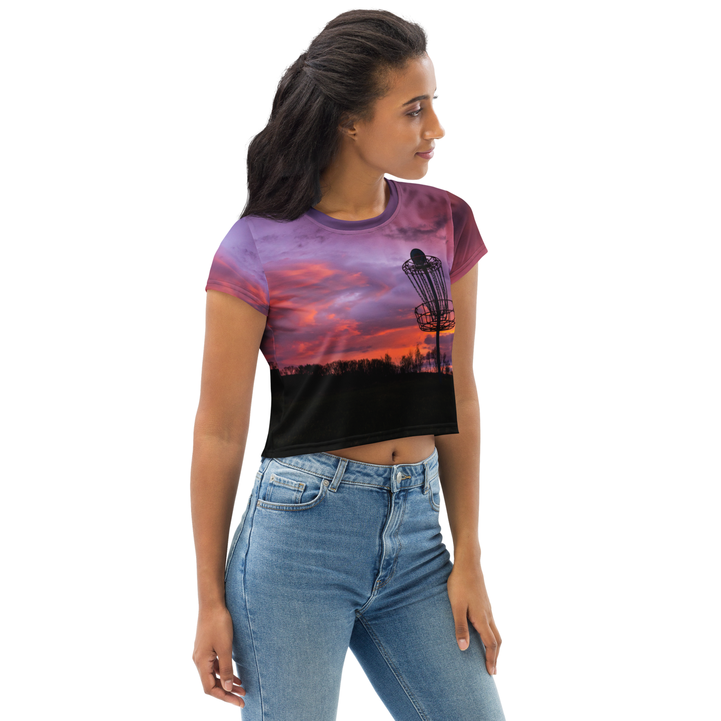 Disc Golf Sunrise Crop Tee