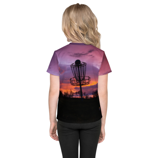 Disc Golf Sunrise Kids crew neck t-shirt