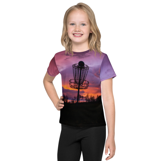 Disc Golf Sunrise Kids crew neck t-shirt