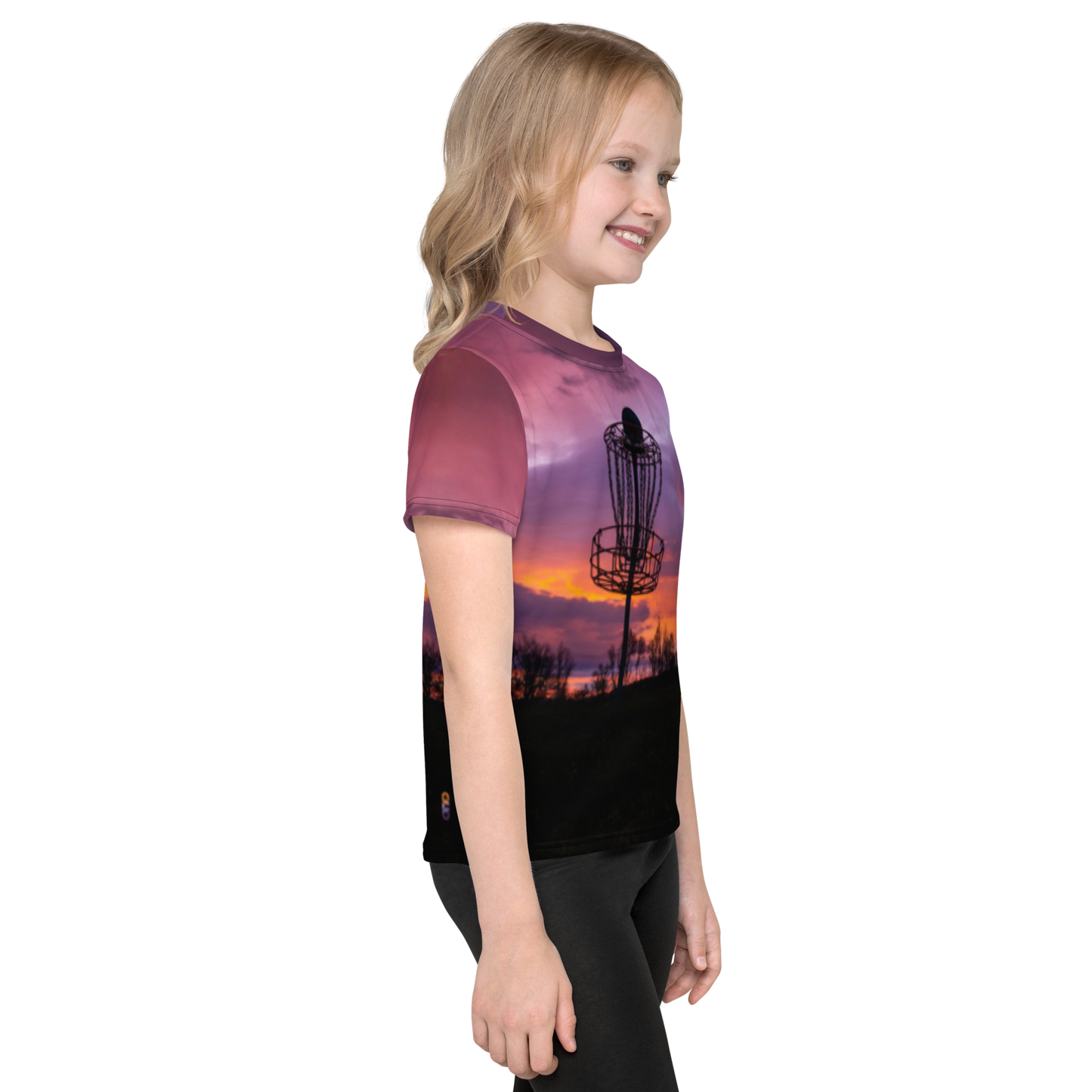 Disc Golf Sunrise Kids crew neck t-shirt