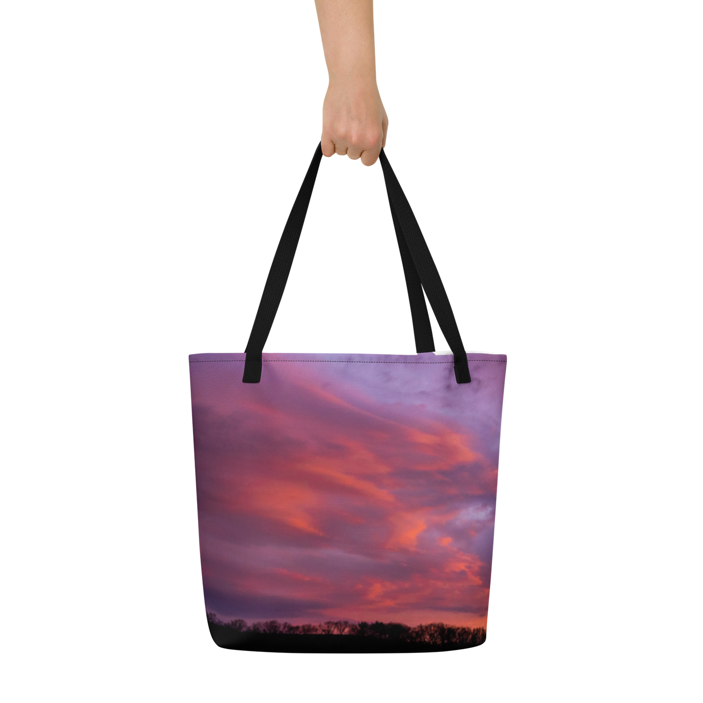 Disc Golf Sunrise Large Tote Bag with pocket