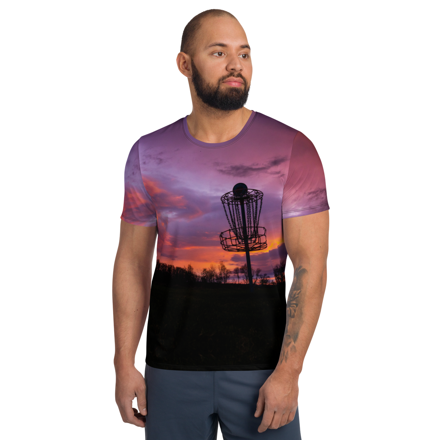 Disc Golf Sunrise Men's Athletic T-shirt