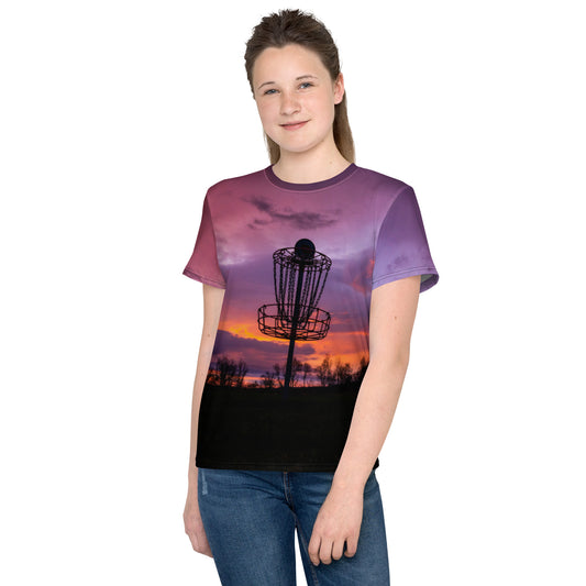 Disc Golf Sunrise youth crew neck t-shirt
