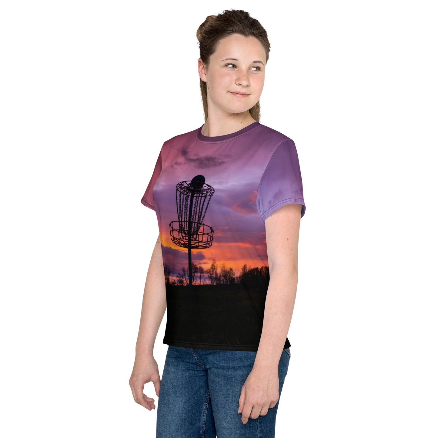 Disc Golf Sunrise youth crew neck t-shirt