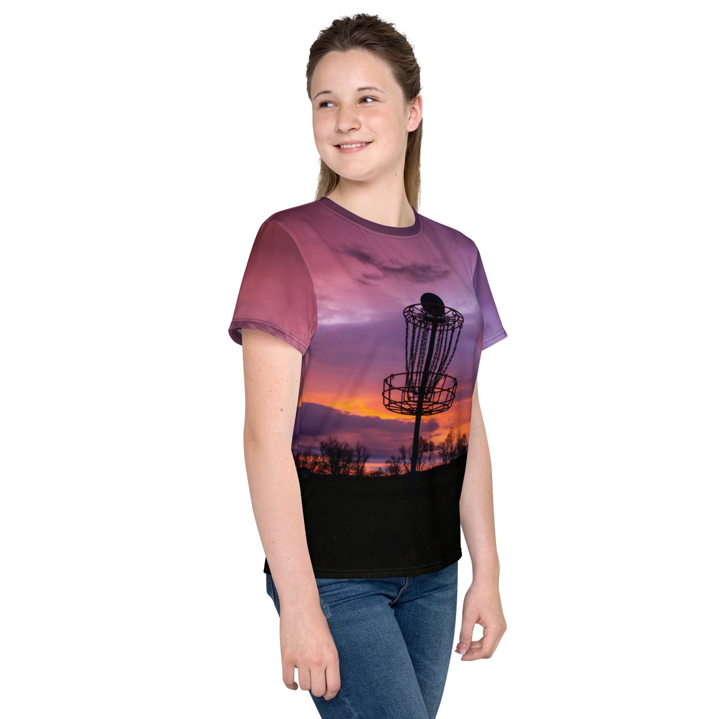 Disc Golf Sunrise youth crew neck t-shirt