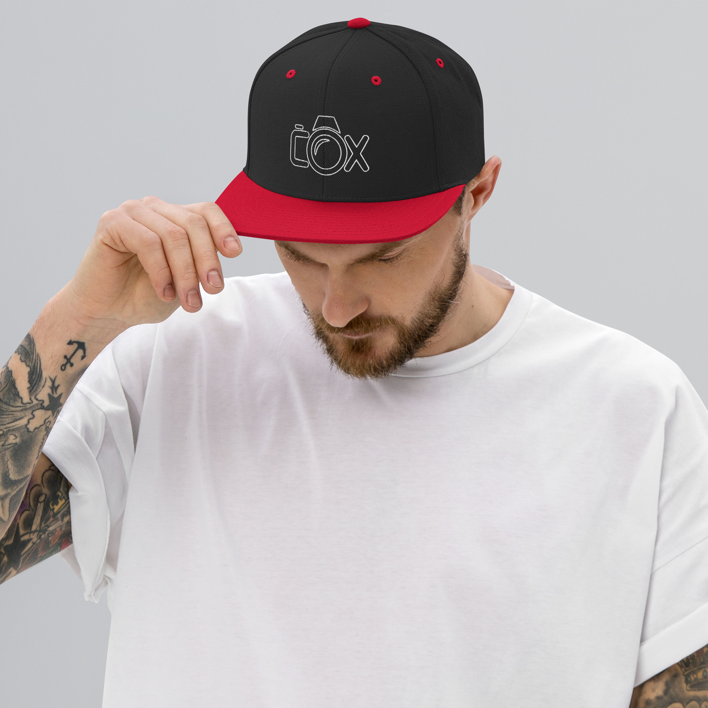 COX Camera White Wireframe Logo Snapback Hat