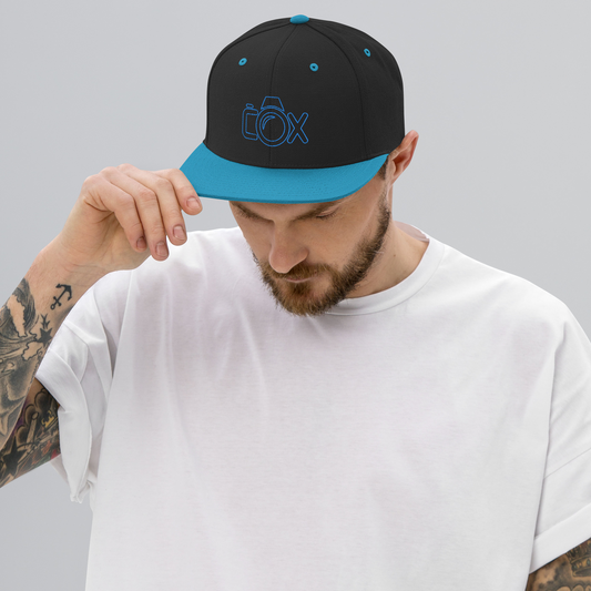 COX Camera Aqua/Teal Wireframe Logo Snapback Hat
