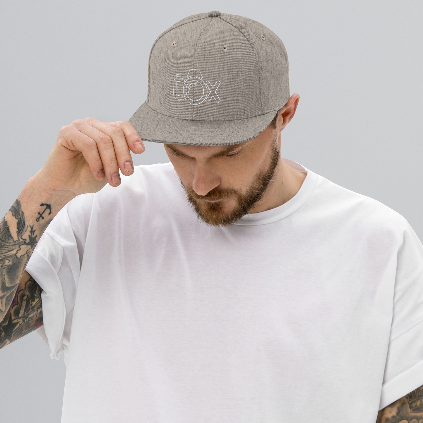 COX Camera White Wireframe Logo Snapback Hat