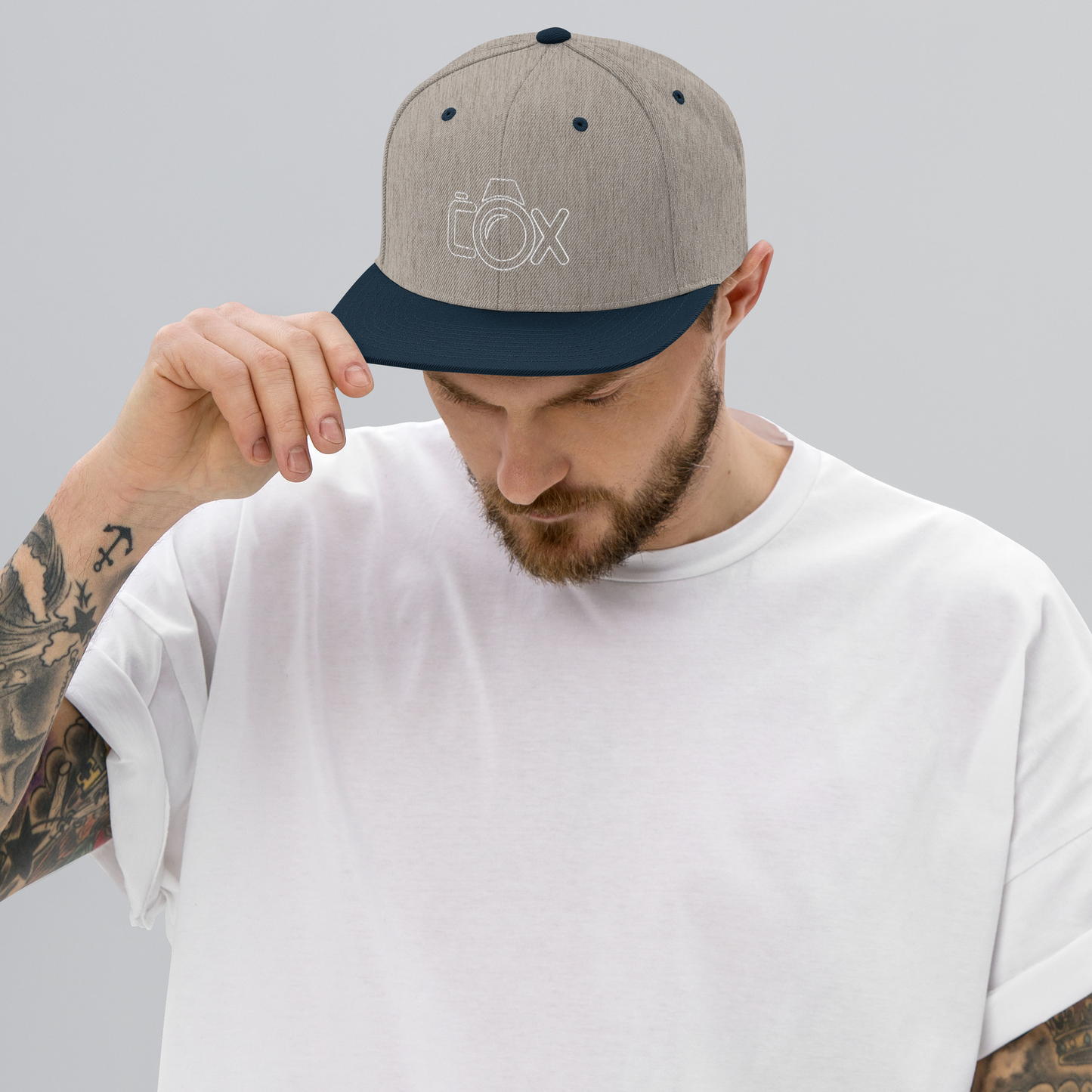 COX Camera White Wireframe Logo Snapback Hat