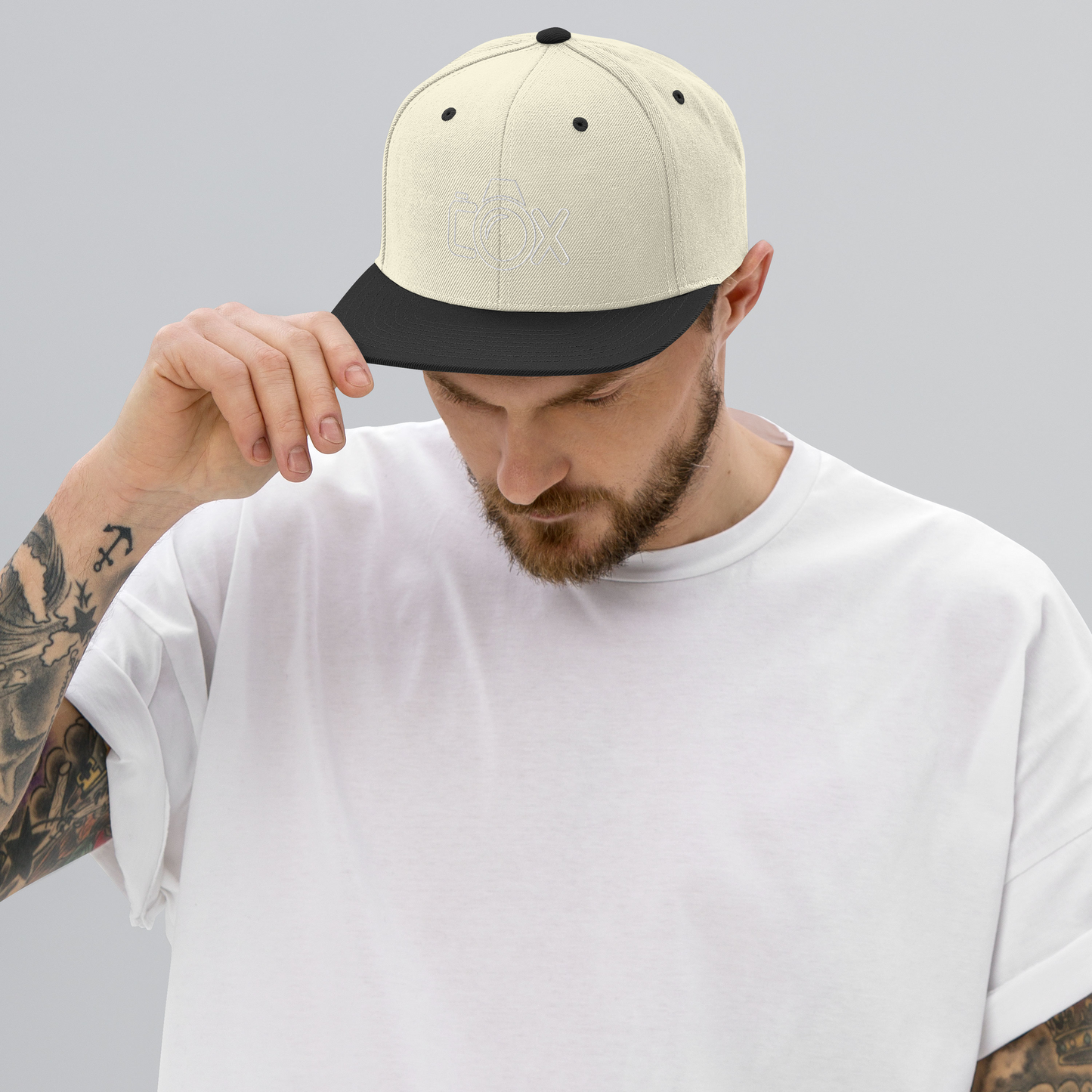 COX Camera White Wireframe Logo Snapback Hat