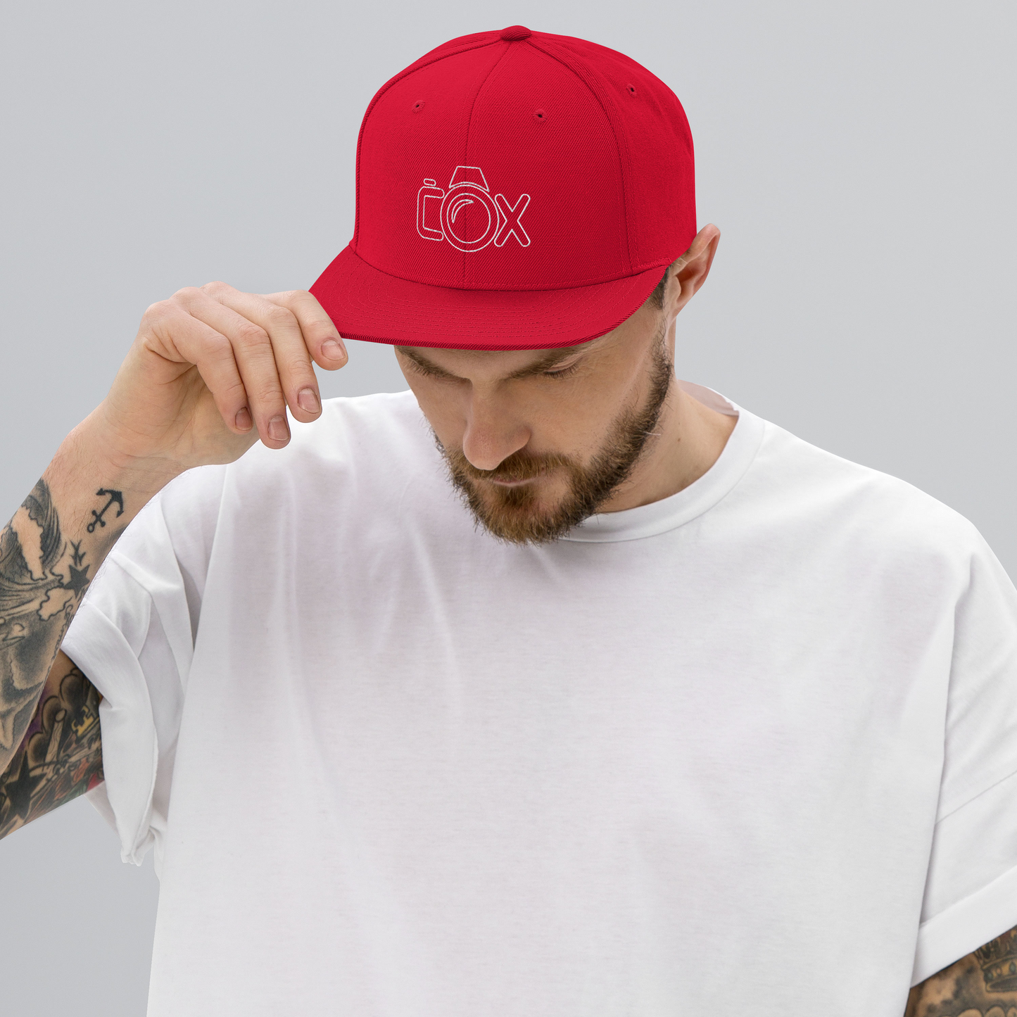 COX Camera White Wireframe Logo Snapback Hat