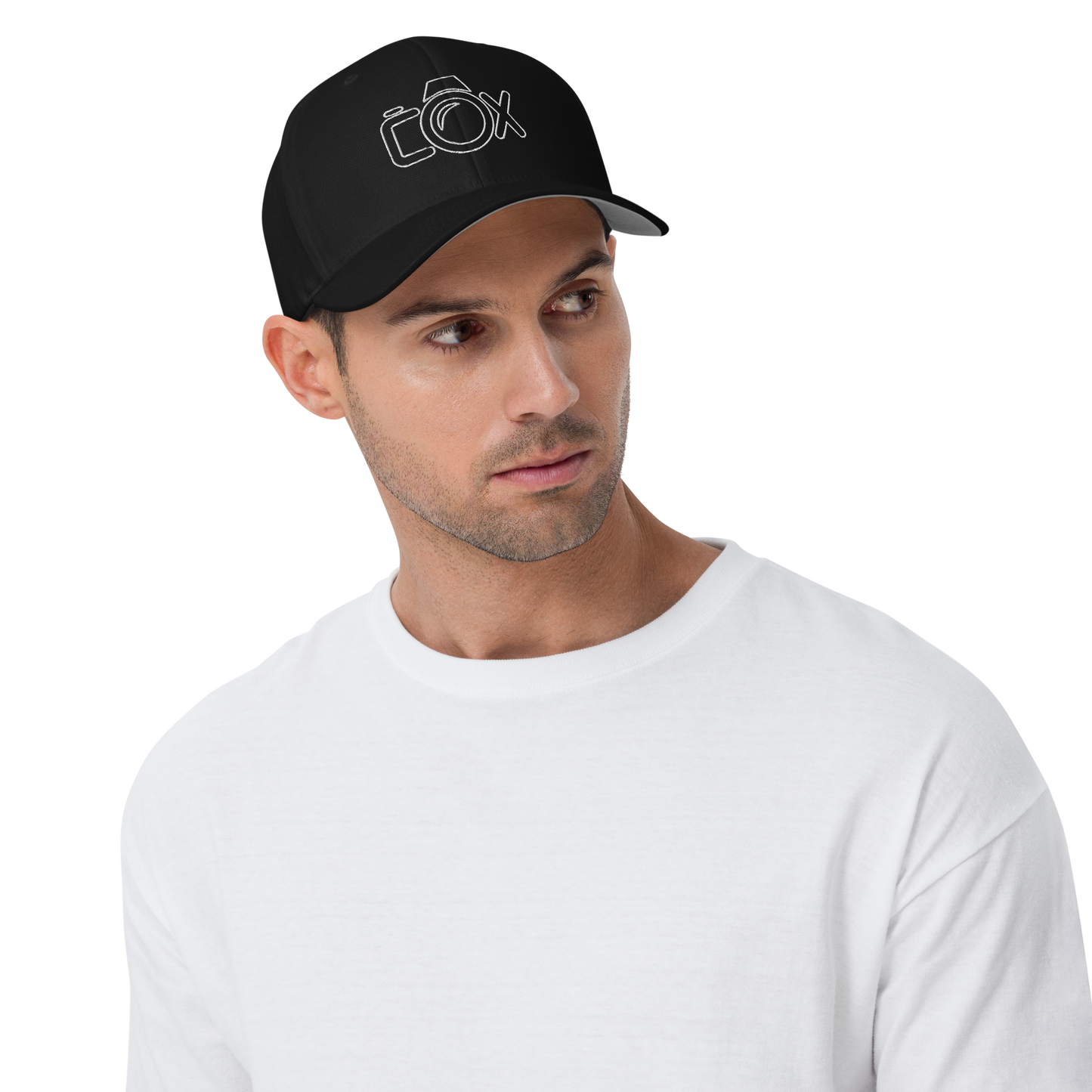 COX Camera White Wireframe Logo Structured Twill Cap