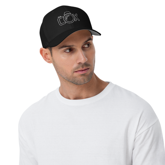 COX Camera White Wireframe Logo Structured Twill Cap