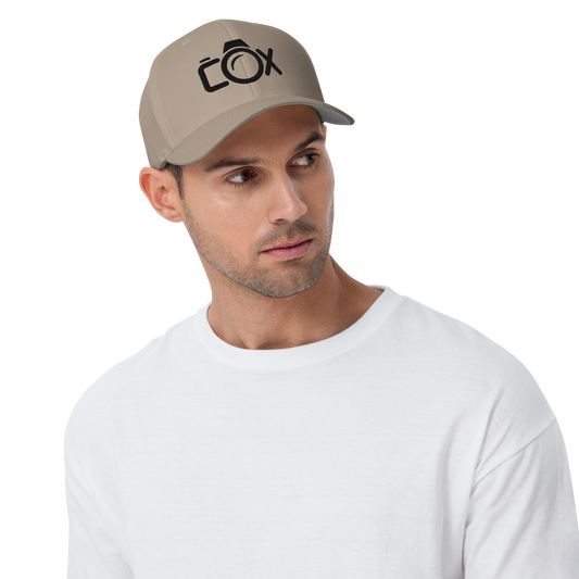 COX Camera Black Logo Structured Twill Cap