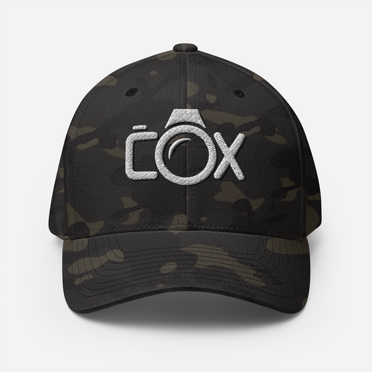 COX Camera Drop Shadow Logo (White/Black) Structured Twill Cap