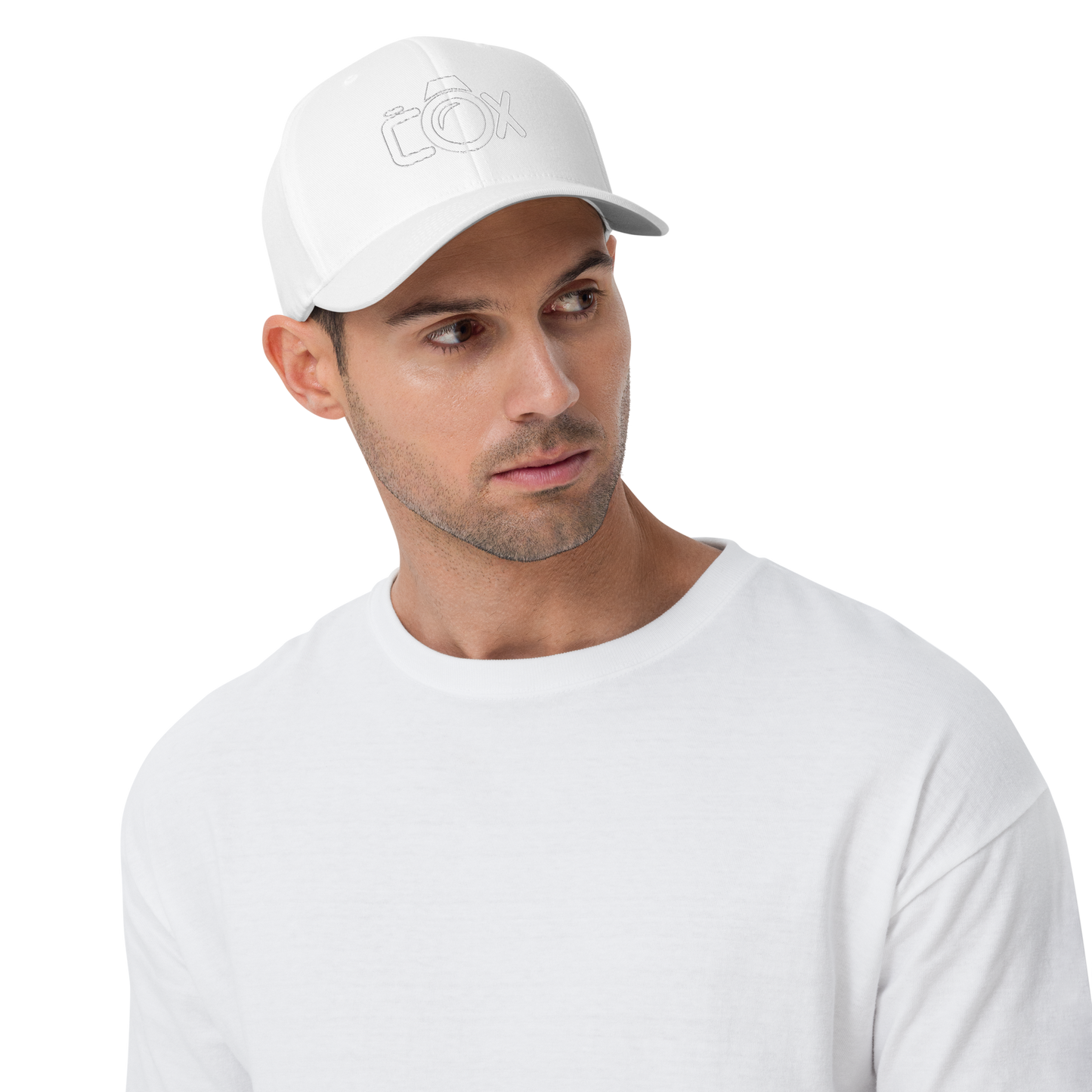 COX Camera White Wireframe Logo Structured Twill Cap