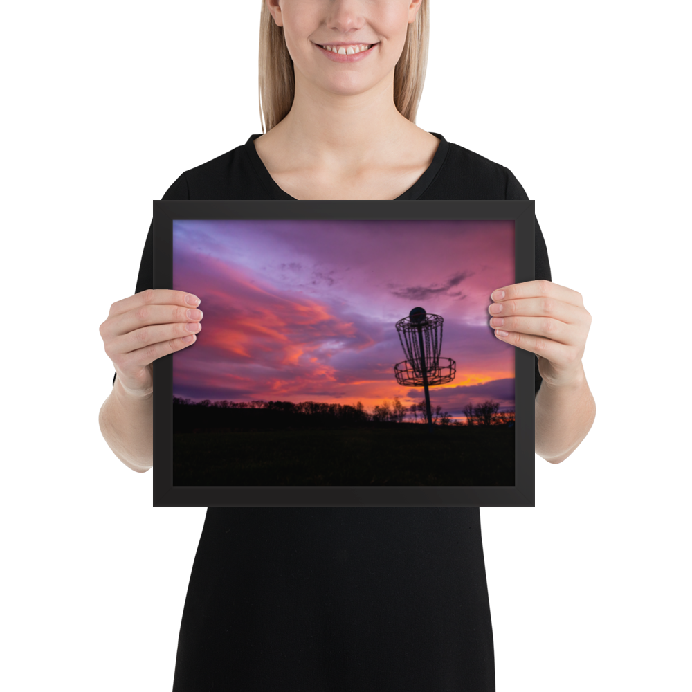 Disc Golf Sunrise Framed photo paper poster