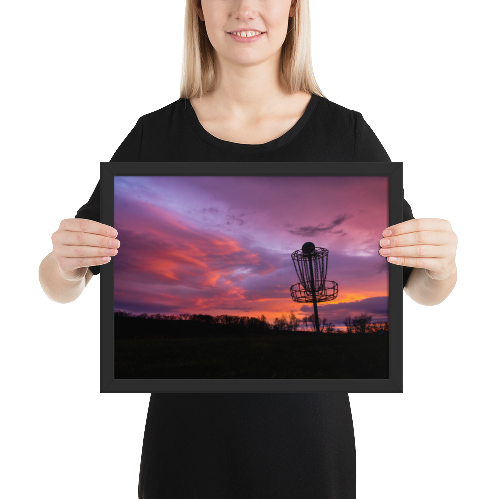 Disc Golf Sunrise Framed photo paper poster