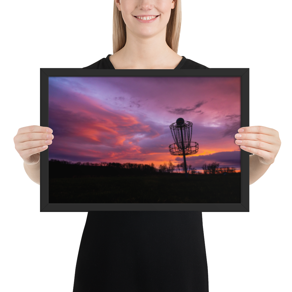 Disc Golf Sunrise Framed photo paper poster