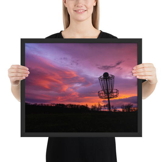 Disc Golf Sunrise Framed photo paper poster