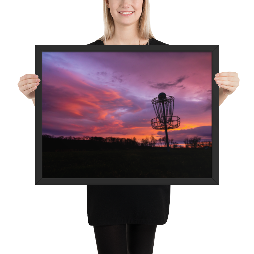 Disc Golf Sunrise Framed photo paper poster