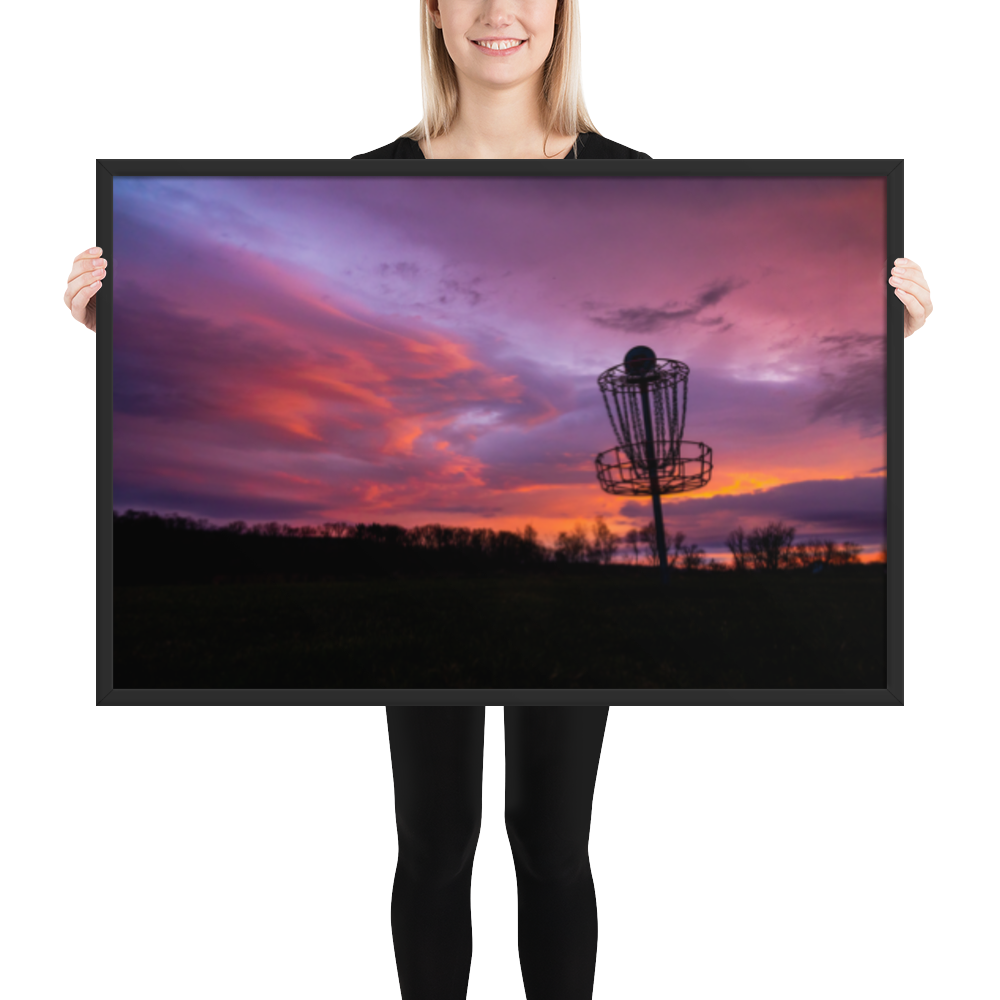 Disc Golf Sunrise Framed photo paper poster