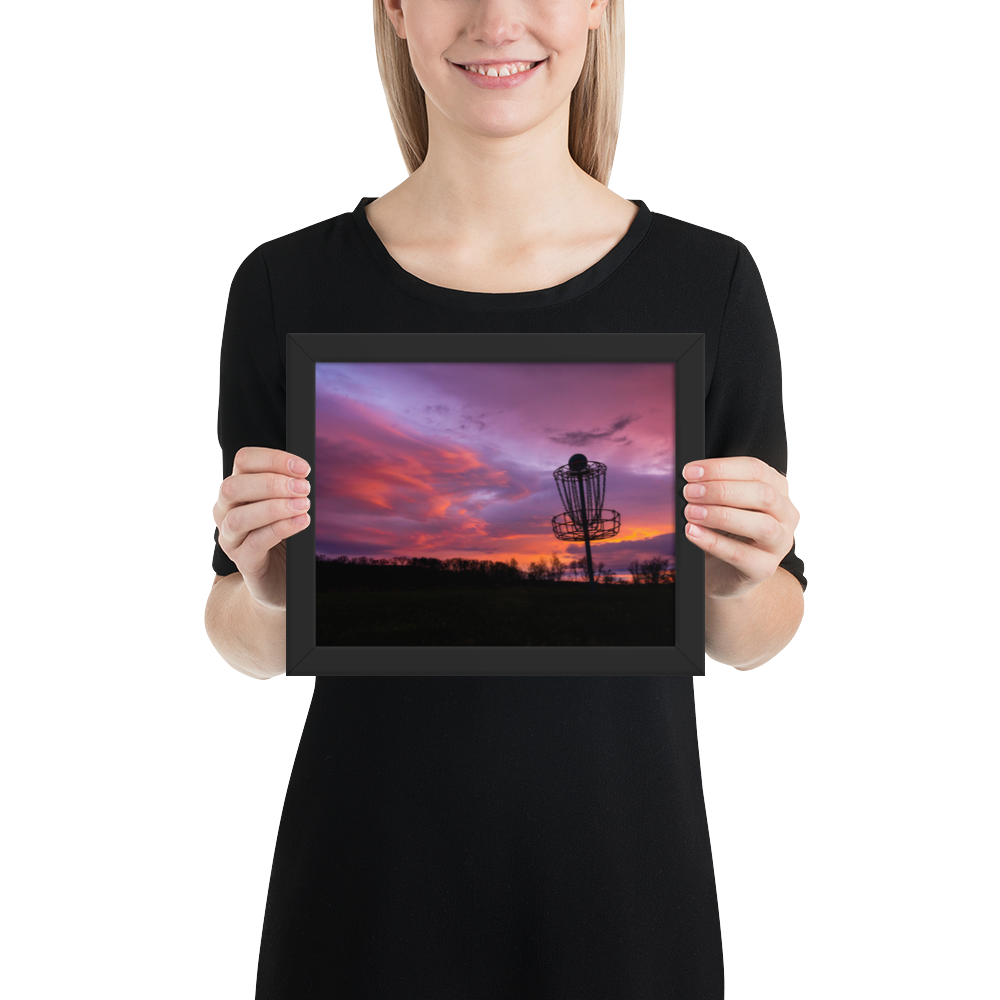 Disc Golf Sunrise Framed photo paper poster