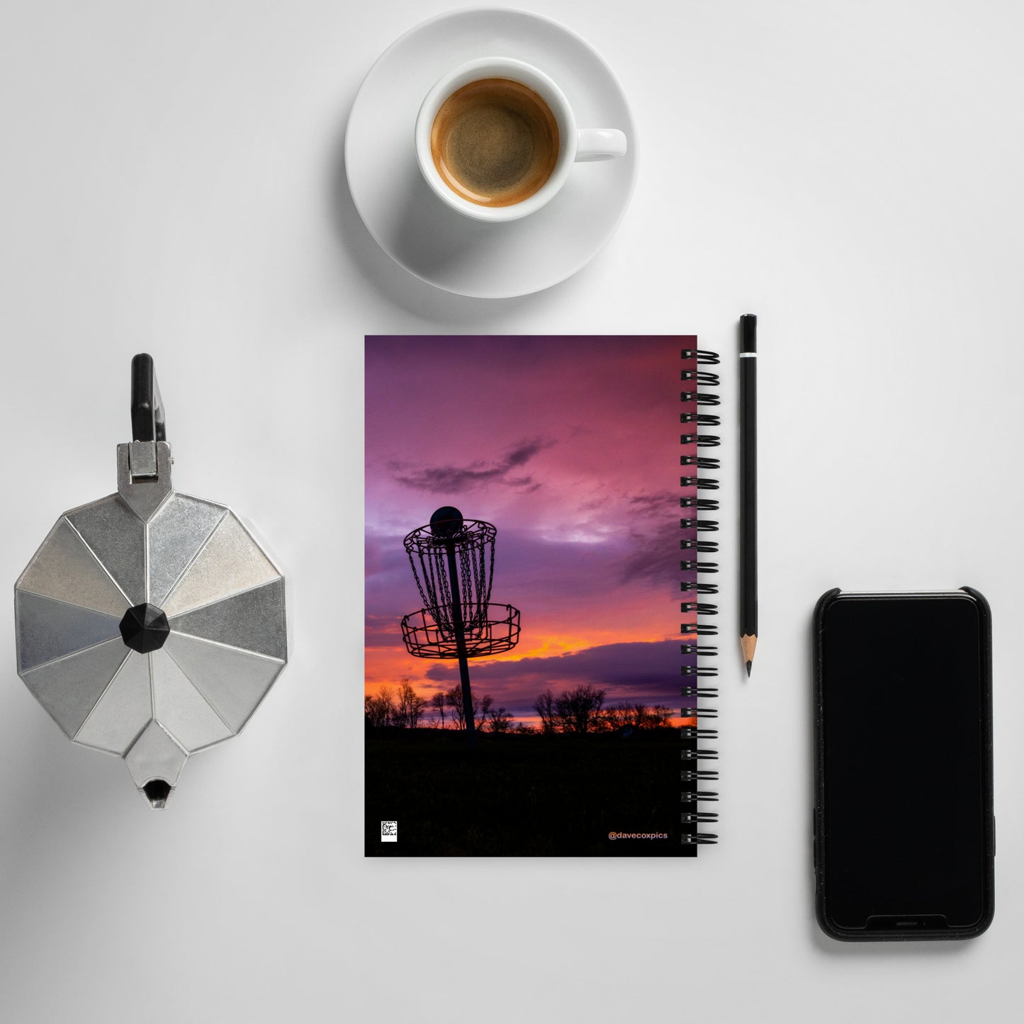 Disc Golf Sunrise Spiral notebook