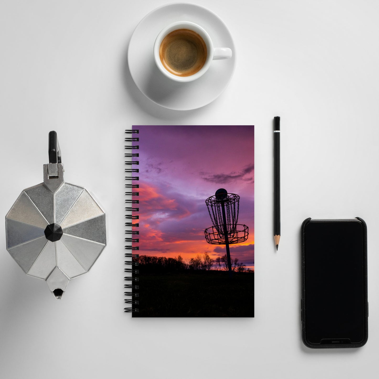 Disc Golf Sunrise Spiral notebook